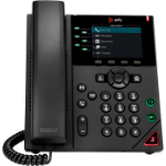 Poly VVX 350 6-line Desktop Business IP Phone with dual 10/100/1000 Ethernet ports. PoE only. Ships without power supply. 3 y