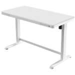 DDB White Glass White Metalwork Sit Stand Desk 1200 X 600MM