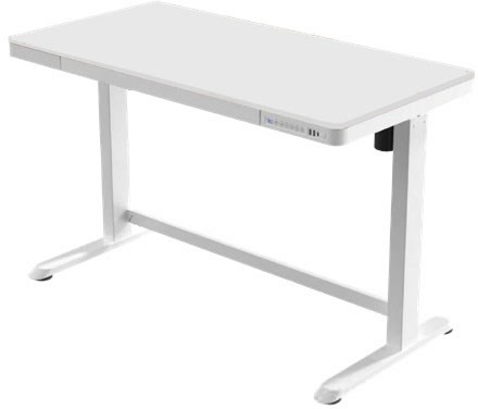 Image of DDB White Glass White Metalwork Sit Stand Desk 1200 X 600MM