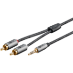 Goobay 65289 audio cable 3 m 3.5mm 2 x RCA Black, Silver