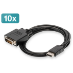 Digitus DisplayPort â€“ DVI Adapter Cable, Pack of 10 pcs