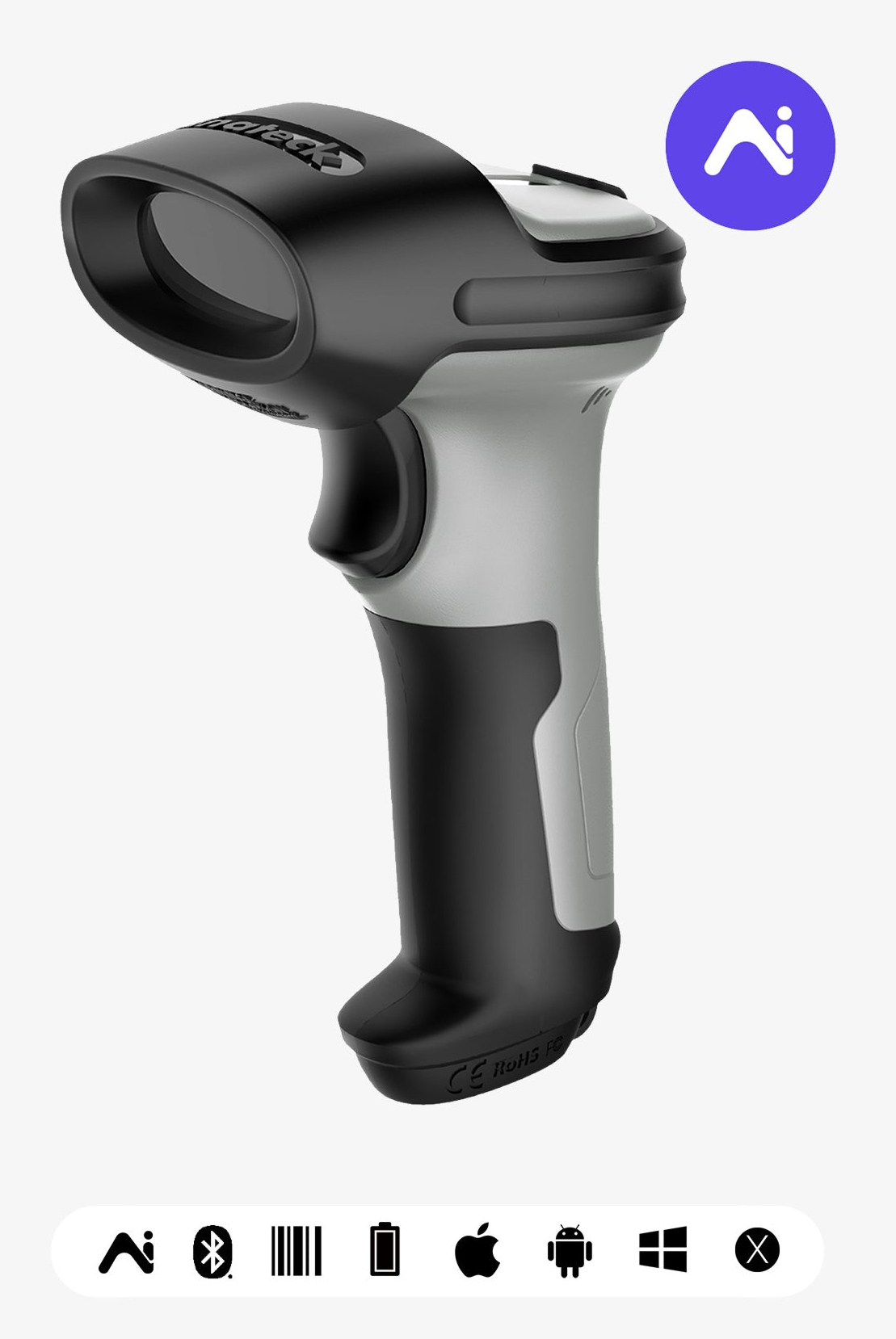 Inateck BCST-70-AI Handheld bar code reader 1D Laser Black, Grey