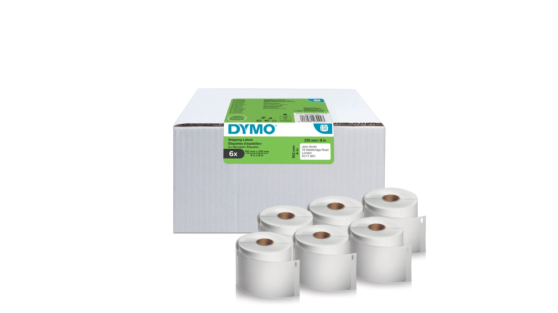 Image of Dymo 2177565 DirectLabel-etikettes white 102mm x 210mm 6 x 140 pcs...