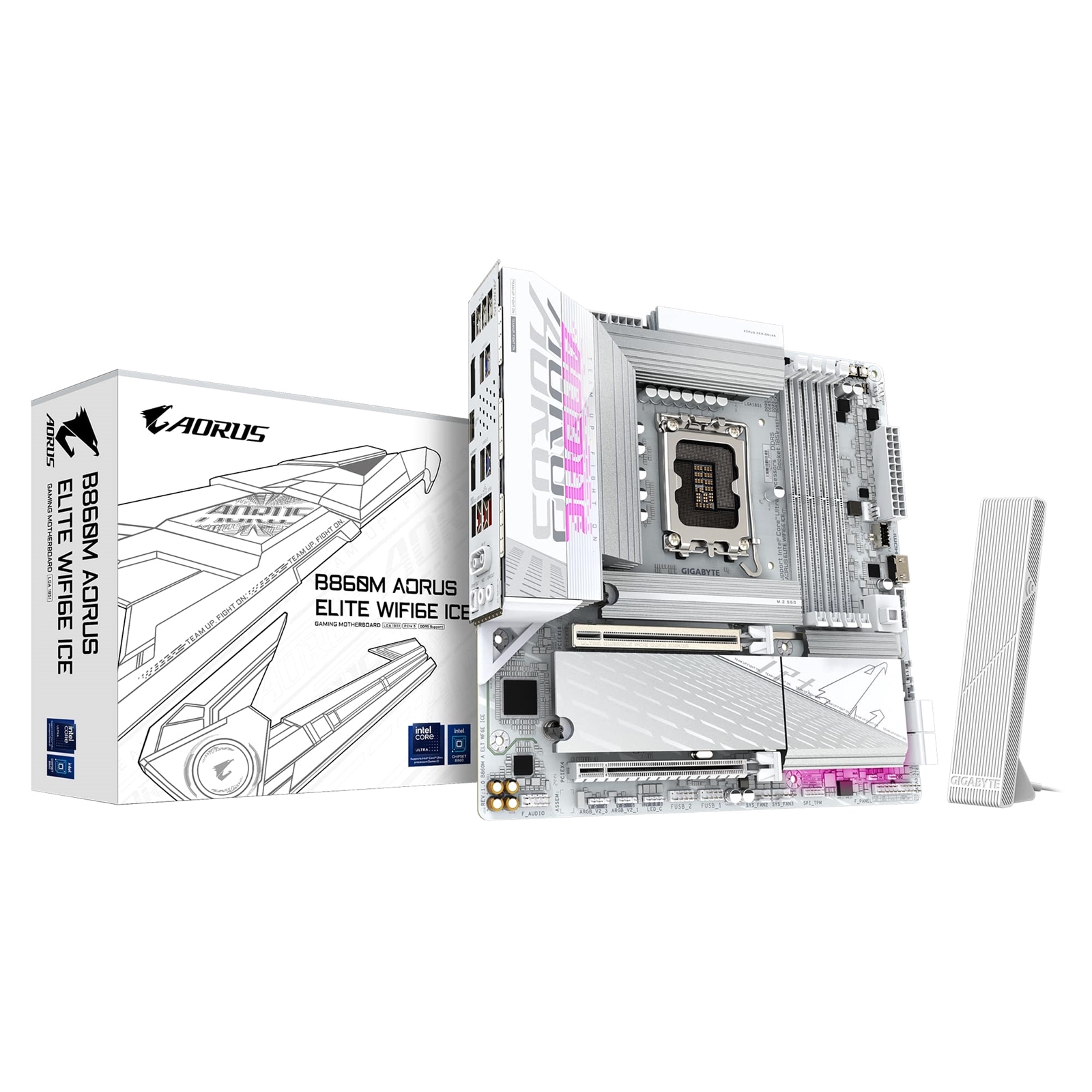 Gigabyte B860M AORUS ELITE WIFI6E ICE Intel 1851 Socket Motherboard. M