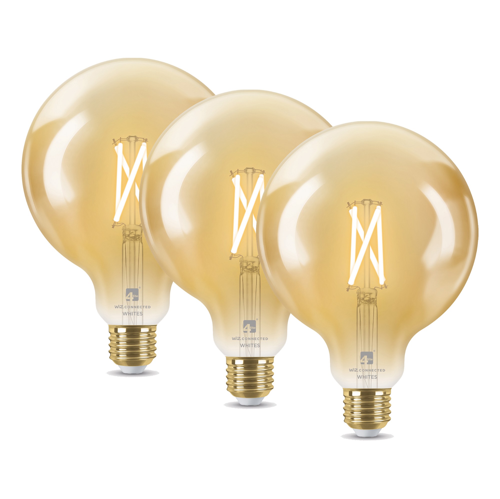 4lite WiZ Connected G125 Globe Filament Amber WiFi LED Smart Bulb - E2