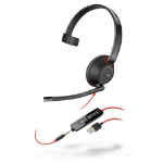 POLY Blackwire 5210 Headset Wired Head-band Calls/Music USB Type-A Black, Red