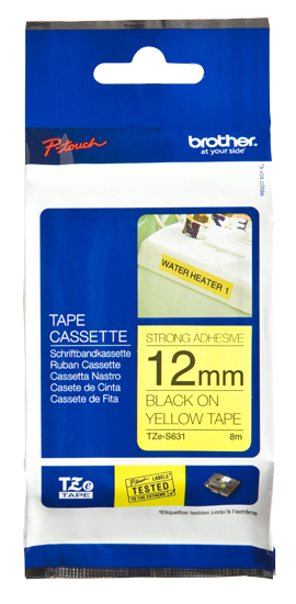 Image of Brother TZE-S631 DirectLabel black on yellow extra strong Laminat...