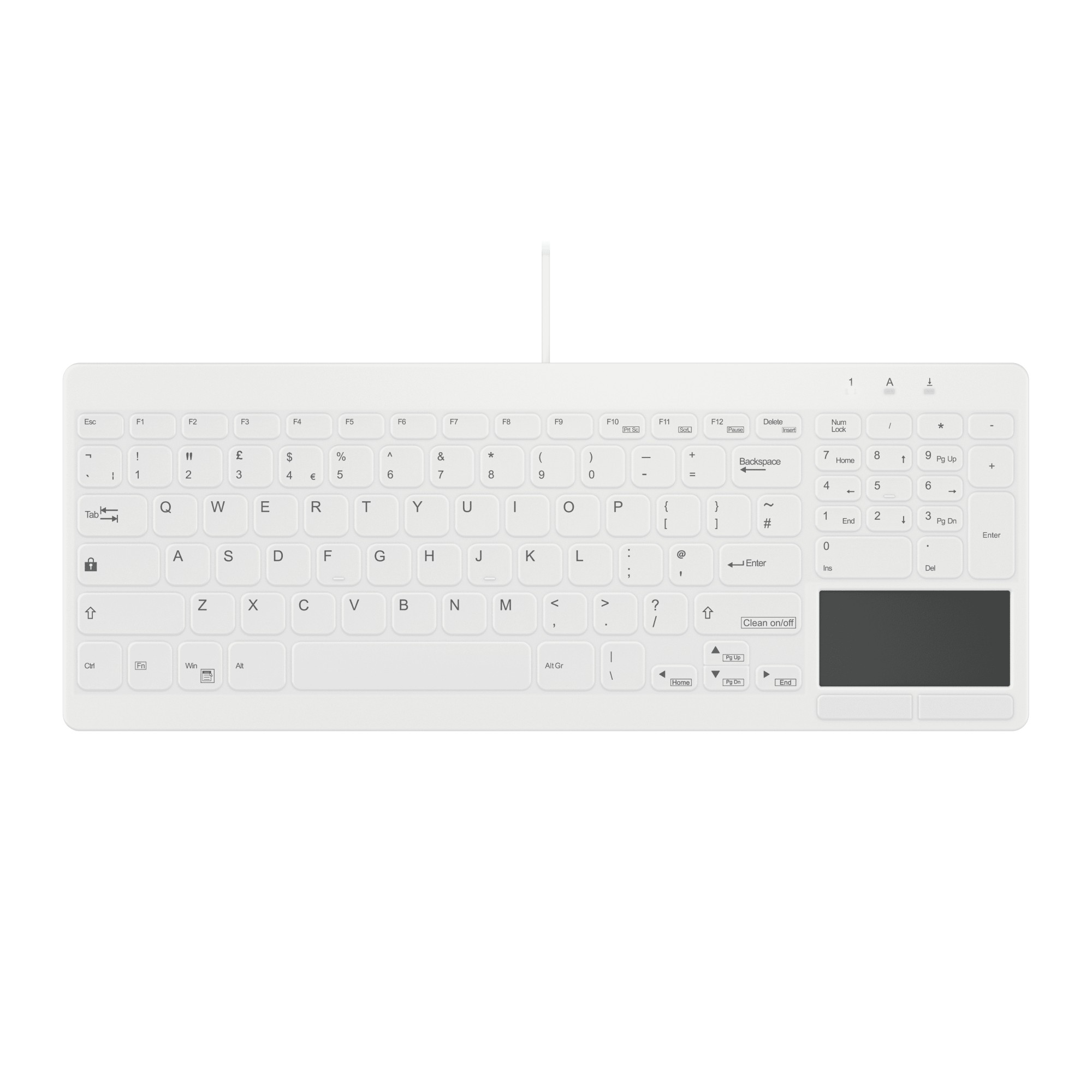 Contour Active Key (formerly Cherry) QuickClean Medical Keyboard IP68 Touchpad Compact Wired White UK C7412 thumbnail