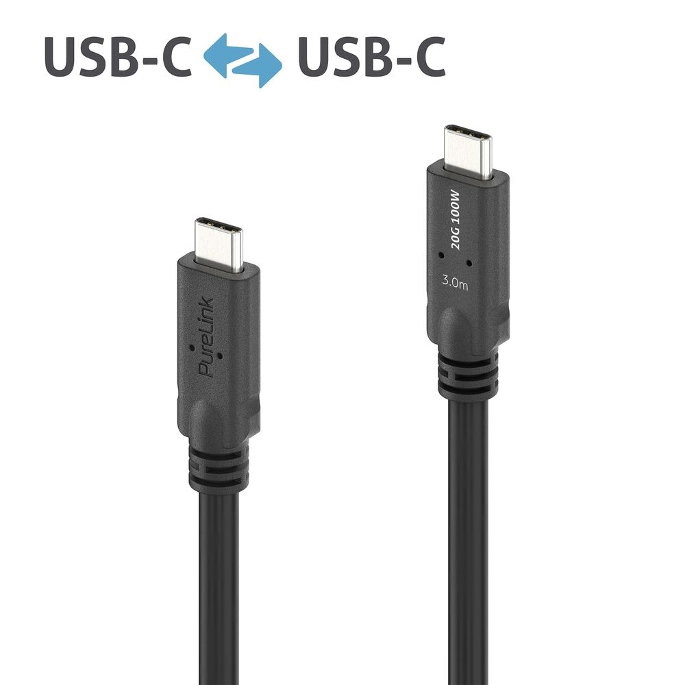 EU Product - USB-C to USB-C Cable with E-marker USB4 Gen2x2 20Gbps, 100W - PureInstall 3.00m thumbnail