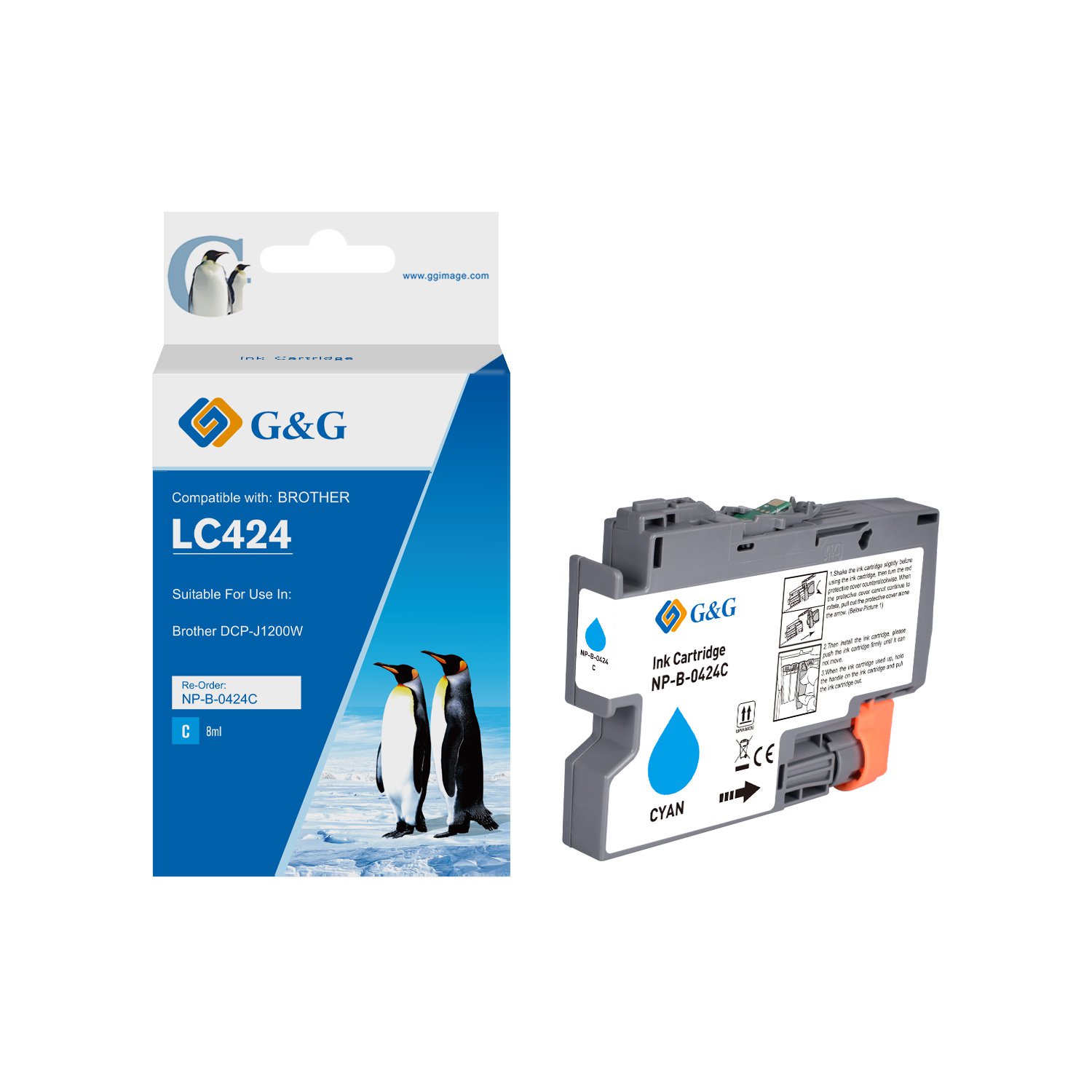 Image of CTS Wholesale Compatible Brother LC424C Cyan Ink Cartridge 8ml Dye 750