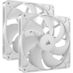 Corsair RS140 PWM 14cm Case Fans (2 Pack), Magnetic Dome Bearing, Daisy-Chain 4-Pin, 1700 RPM, AirGuide Tech, White