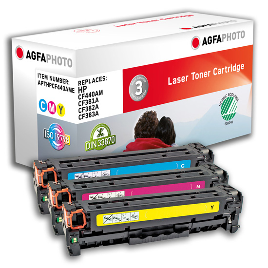 Image of AgfaPhoto APTHPCF440AME toner cartridge Cyan, Magenta, Yellow 3 pc(s)