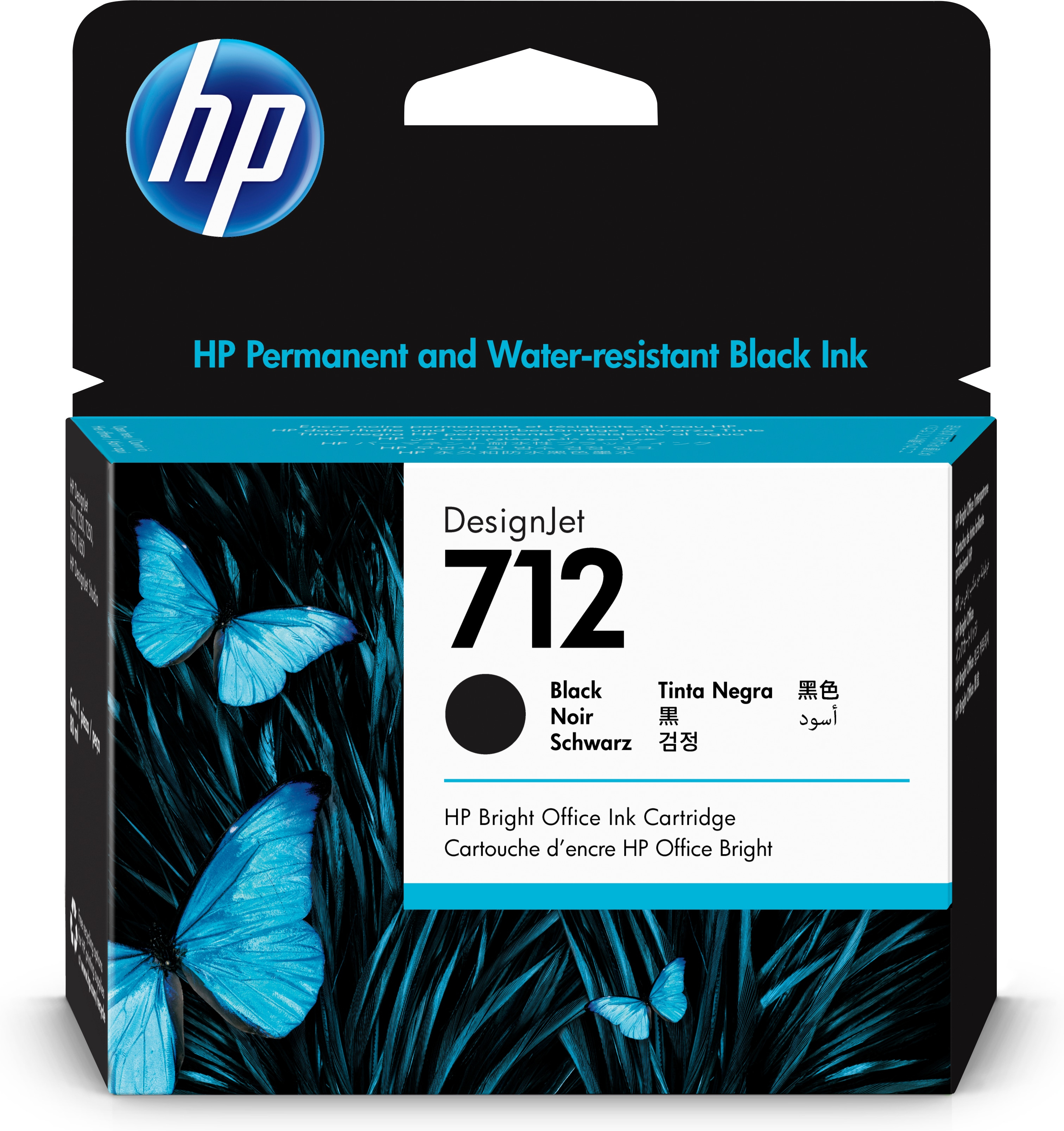 Image of HP 3ED71A/712 Ink cartridge black 80ml for HP DesignJet T 200