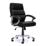 NAUTILUS Designs Greenwich High Back Leather Effect Executive Office Chair With Contoured Design Backrest and Fixed Arms Black - BCP/T101/BK DD