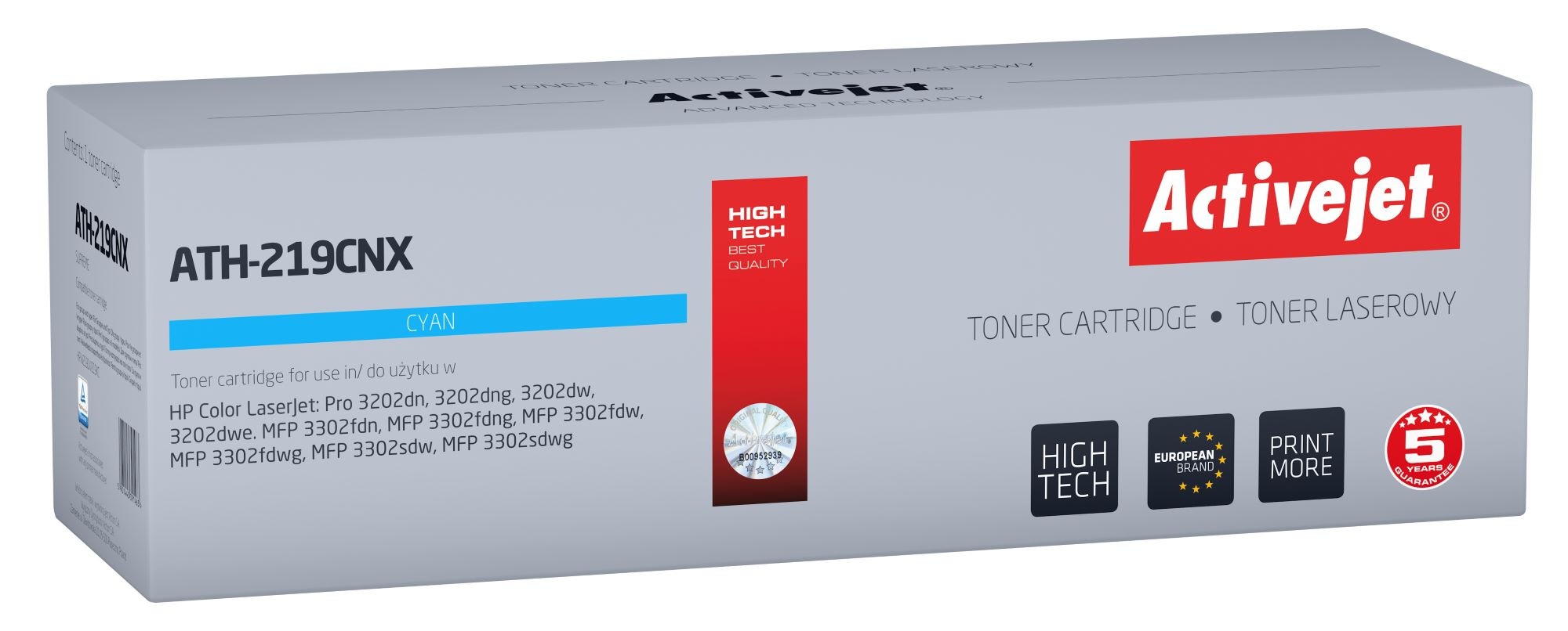 Activejet ATH-219CNX Toner for HP printer, replacement HP 219X W2191X; Supreme; 2500 pages; blue, with chip