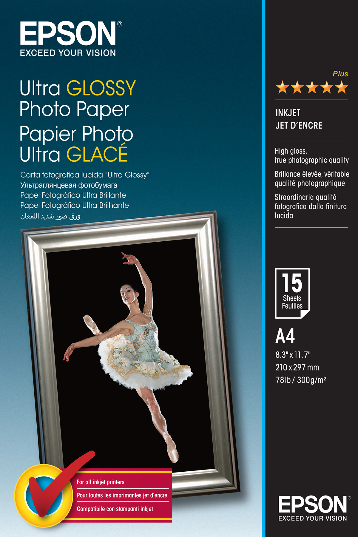 Image of Epson Ultra Glossy Photo Paper - A4 - 15 Sheets
