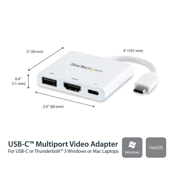 StarTech.com USB-C Multiport Adapter with HDMI - USB 3.0 Port - 60W PD - White