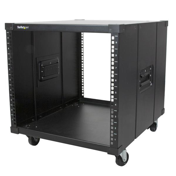 Image of StarTech.com 4-Post 9U Mobile Open Frame Server Rack, Four Post...