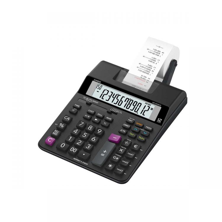 HR-200RCE-W-EC CASIO HR-200RCE 12 Digit Printing Calculator Black HR-200RCE-W-EC