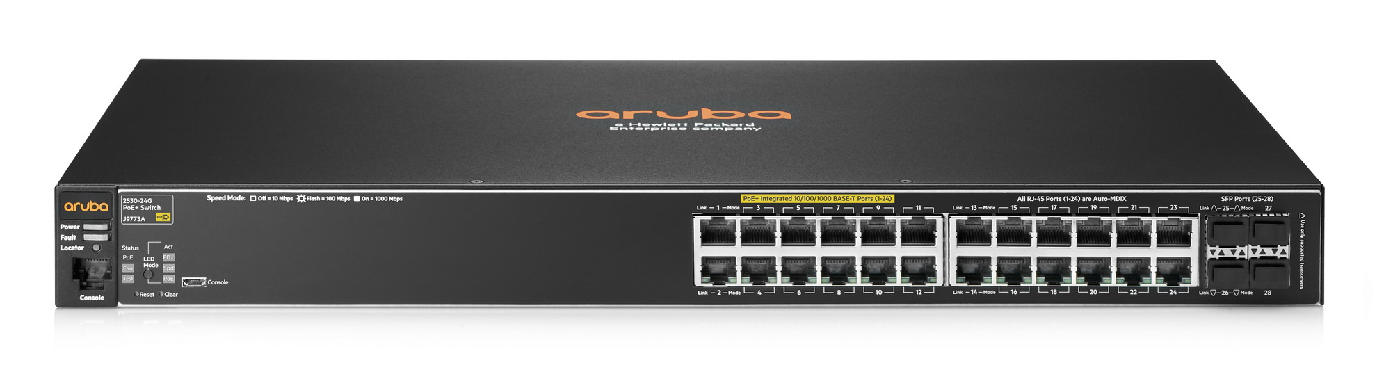 Packard Enterprise Aruba 2530 24G PoE+ L2 Gigabit Ethernet Power over Ethernet (PoE) 1U Black