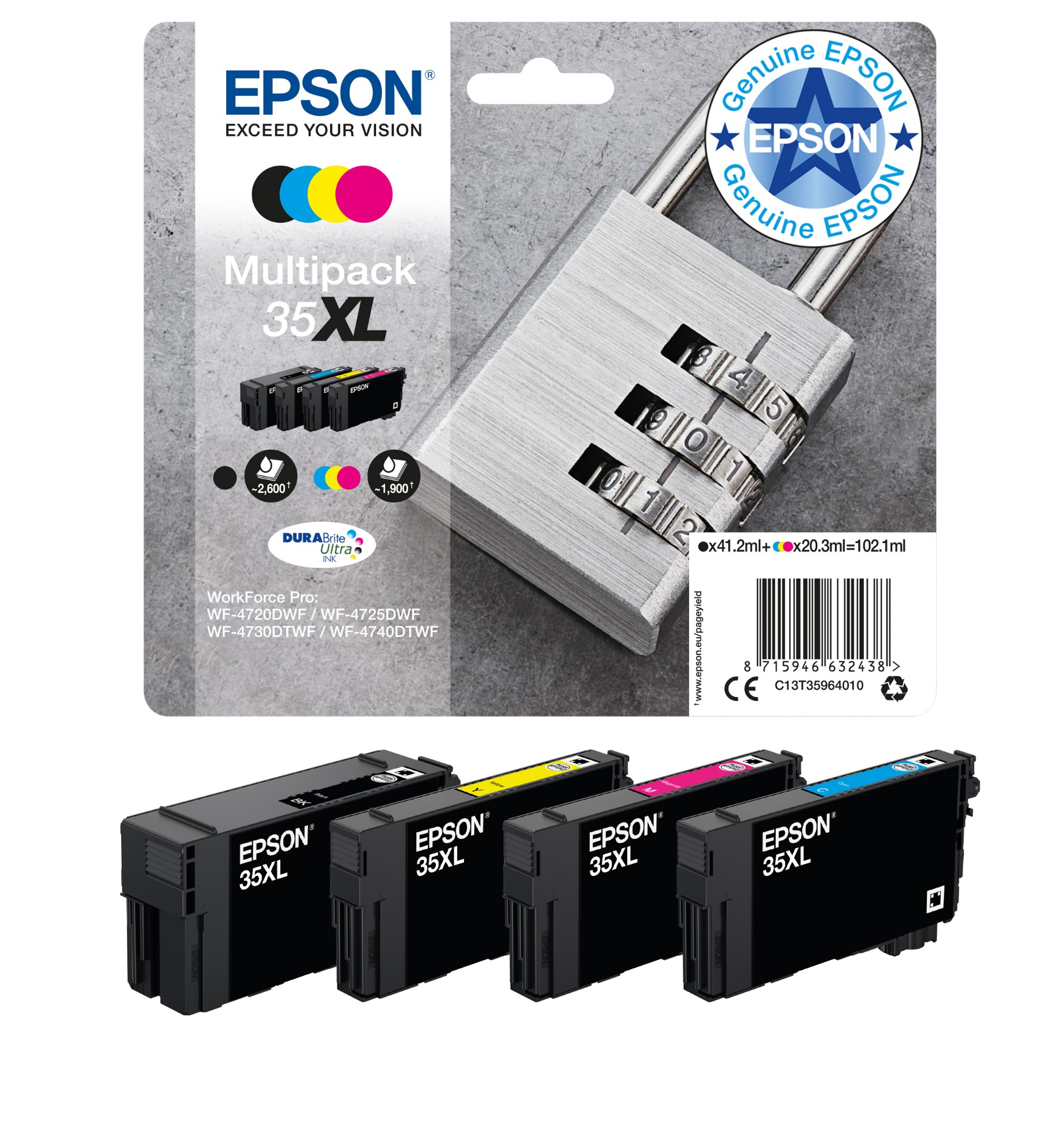 Epson C13T35964010/35XL Ink cartridge multi pack Bk.C.M.Y high-capacit