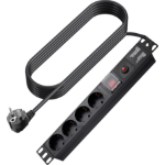 Vision TC-PSTRP4EU power extension 1.8 m 4 AC outlet(s) Indoor Black