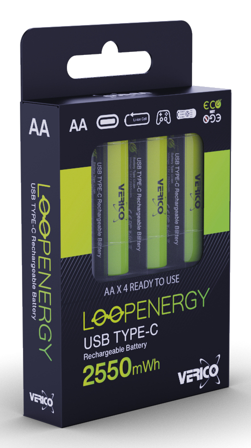 EU Product - LoopEnergy Li-Ion Akku AA2550, USB-C, 4er Pack retail
