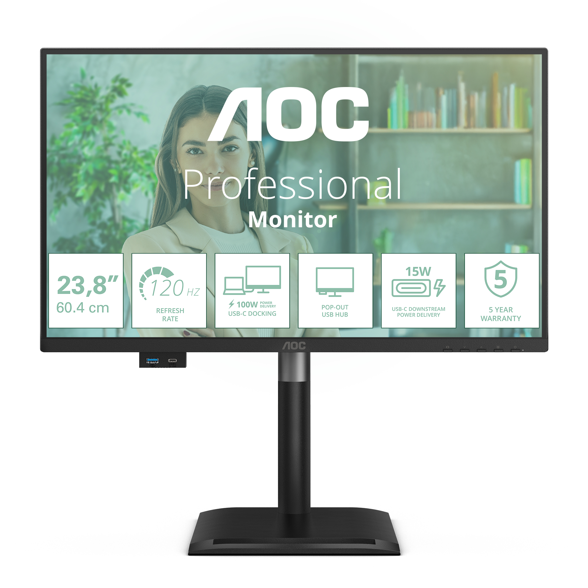Aoc Blue/Light 24P4cv Computer Monitor 60.5 Cm (23.8") 1920 X 1080 Pixels Fu