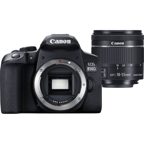 Canon EOS 850D + EF-S 18-55mm f/4-5.6 IS STM SLR Camera Kit 24.1 MP CMOS 6000 x 4000 pixels Black