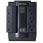 CyberPower CSP600WSU surge protector Black 6 AC outlet(s) 125 V