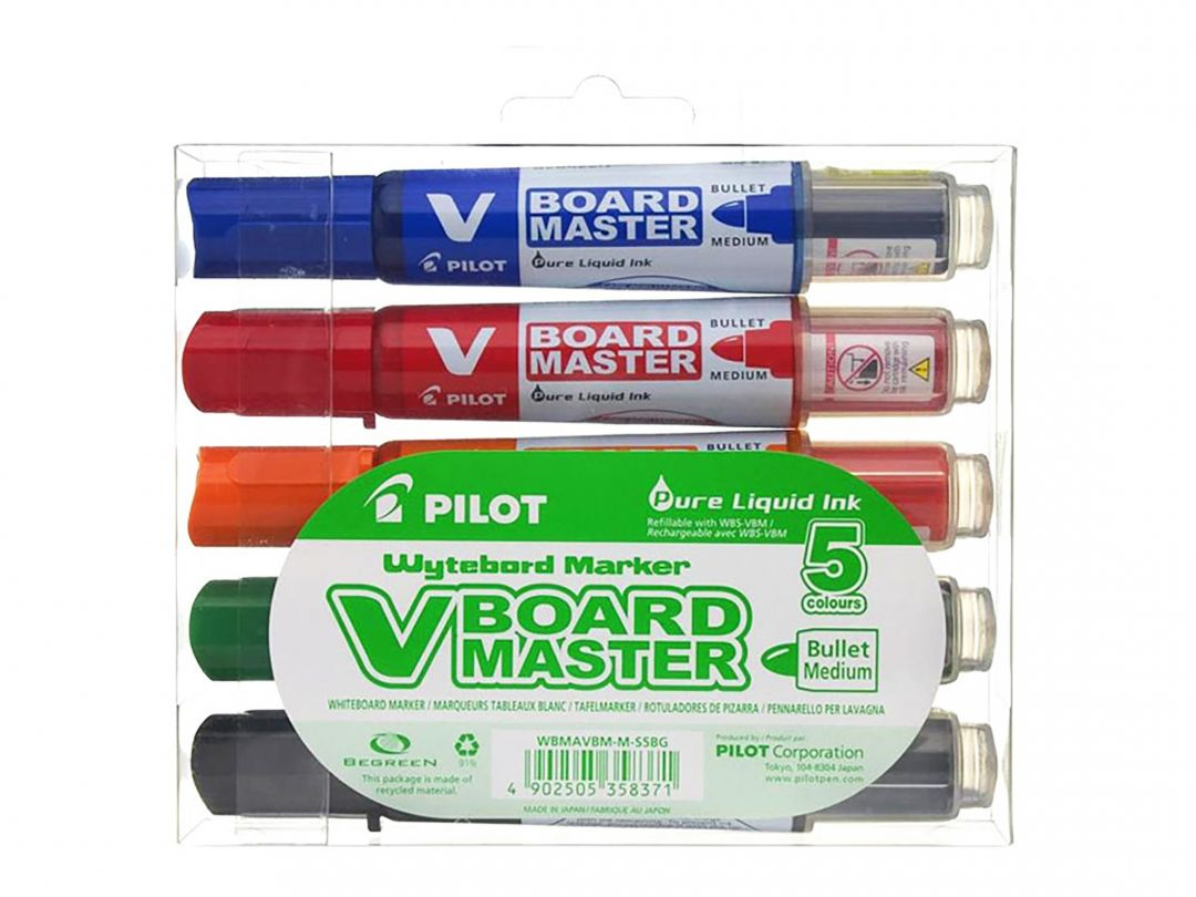 Photos - Felt Tip Pen Pilot V-Board Master marker 5 pc(s) Bullet tip Black, Blue, Green, Ora 490 