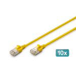 Digitus CAT 6A F-FTP Slim patch cord, 0.3m, yellow, 10 pieces