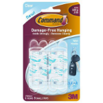 3M COMMAND ADHESIVE 17006CLRI MINI CLEAR HOOKS WITH CLEAR STRIPS