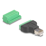 DeLOCK 66243 tussenstuk voor kabels RJ50 11 pin terminal block Zwart, Groen