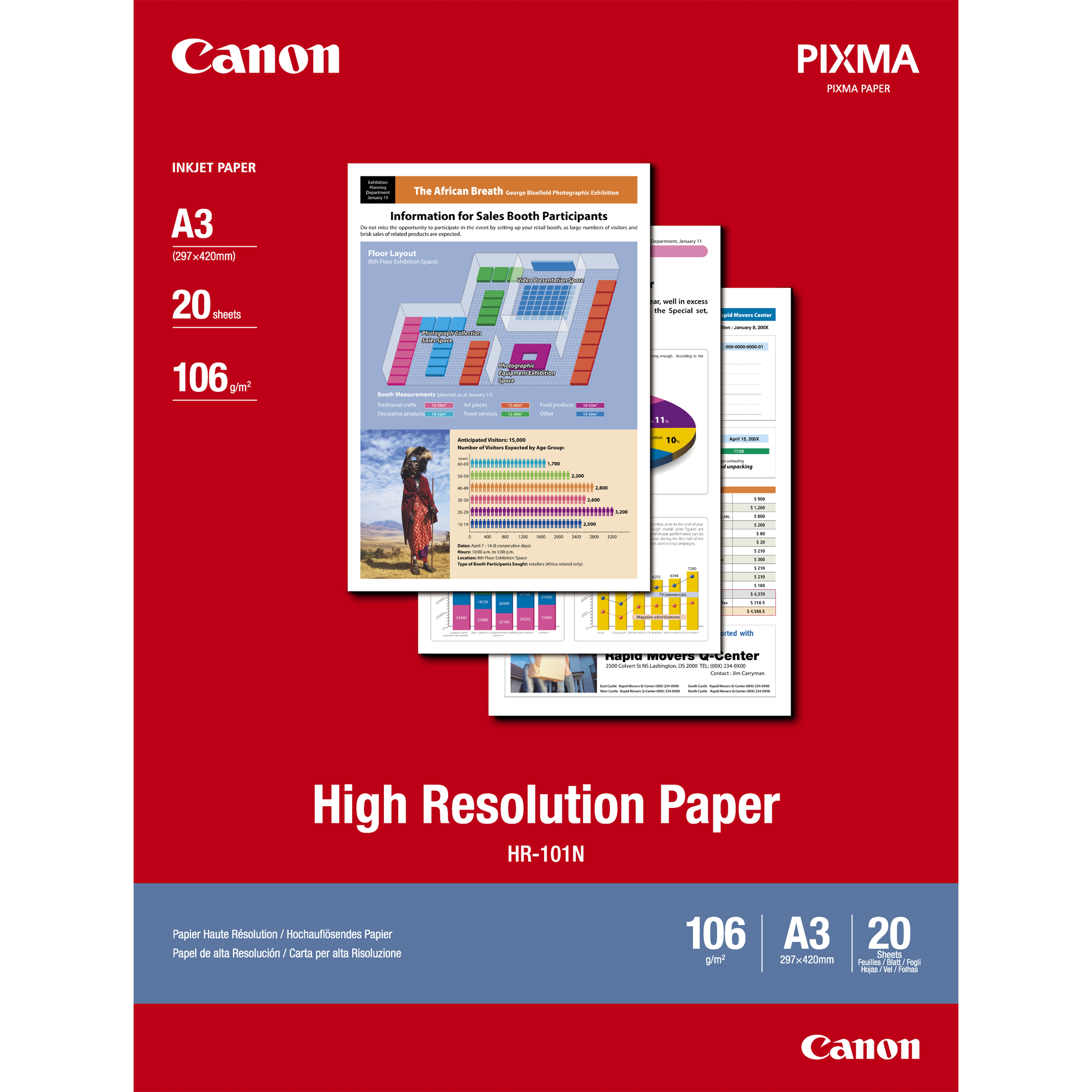 Image of Canon HR-101N High Resolution Paper A3 - 20 Sheets