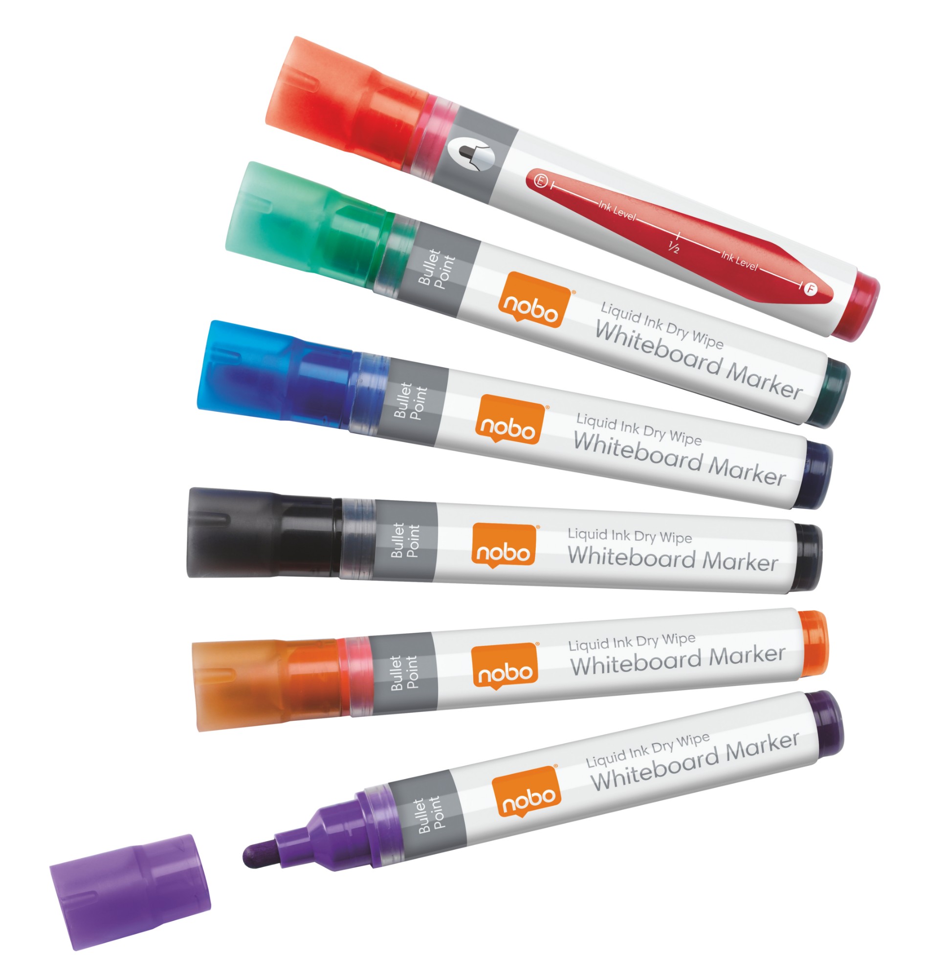 Nobo Liquid Ink Whiteboard Pens Bullet Tip 6 blister-pack