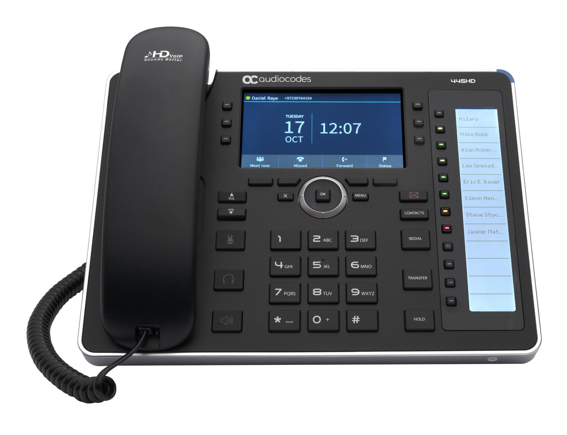 AudioCodes 445HD IP-Phone PoE GbE black with integrated BT and Dual Ba