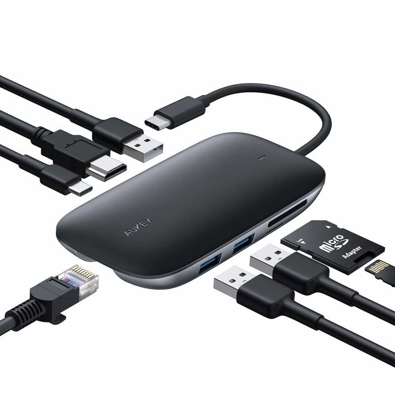Image of AUKEY CB-C71 notebook dock/port replicator Black