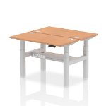 Dynamic Air Back-to-Back W1200 x D600mm Height Adjustable Sit Stand 2 Person Bench Desk With Cable Ports Oak Finish Silver Frame - HA01550 DD