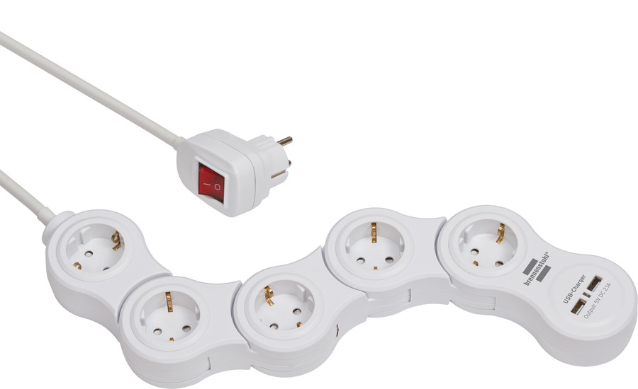 Image of Brennenstuhl Vario power extension 1.4 m 5 AC outlet(s) Indoor White