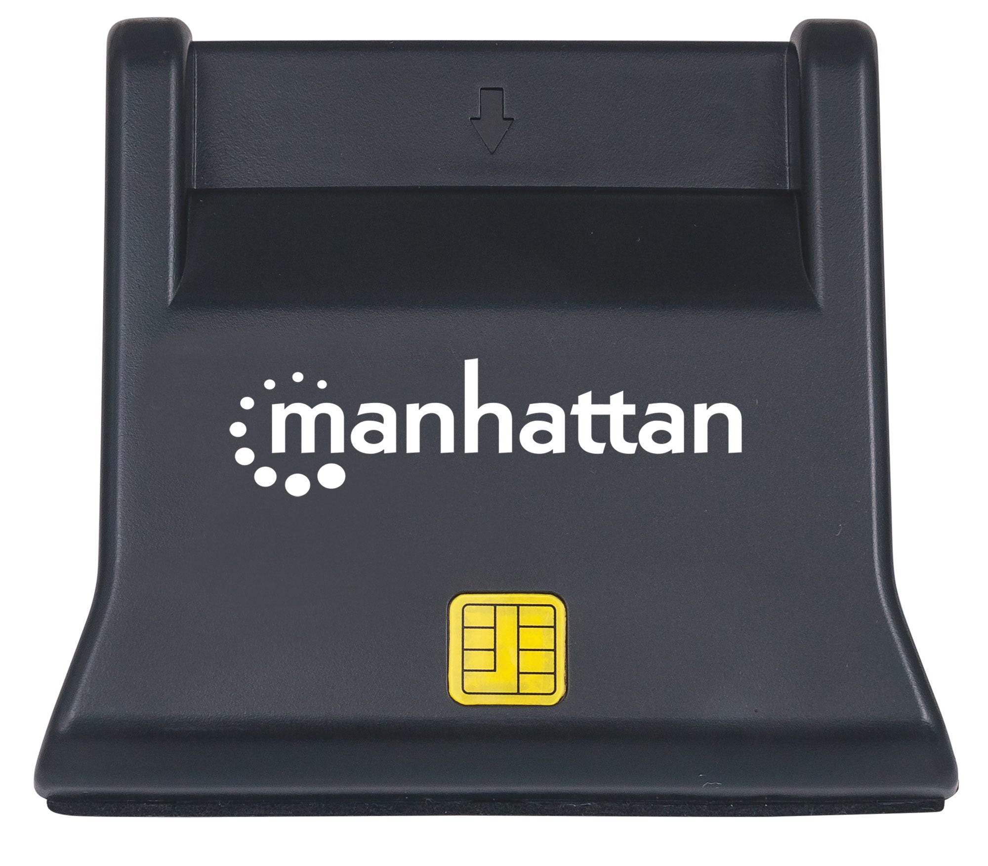 Manhattan USB-A Smart/SIM Card Reader, 480 Mbps (USB 2.0), Desktop Standing, Friction Type compatible, Cable 86cm, Black, Blister