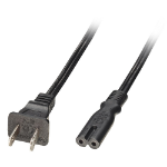 Lindy 2m US 2 Pin Polarised Plug to IEC C7 Mains Power Cable, Black