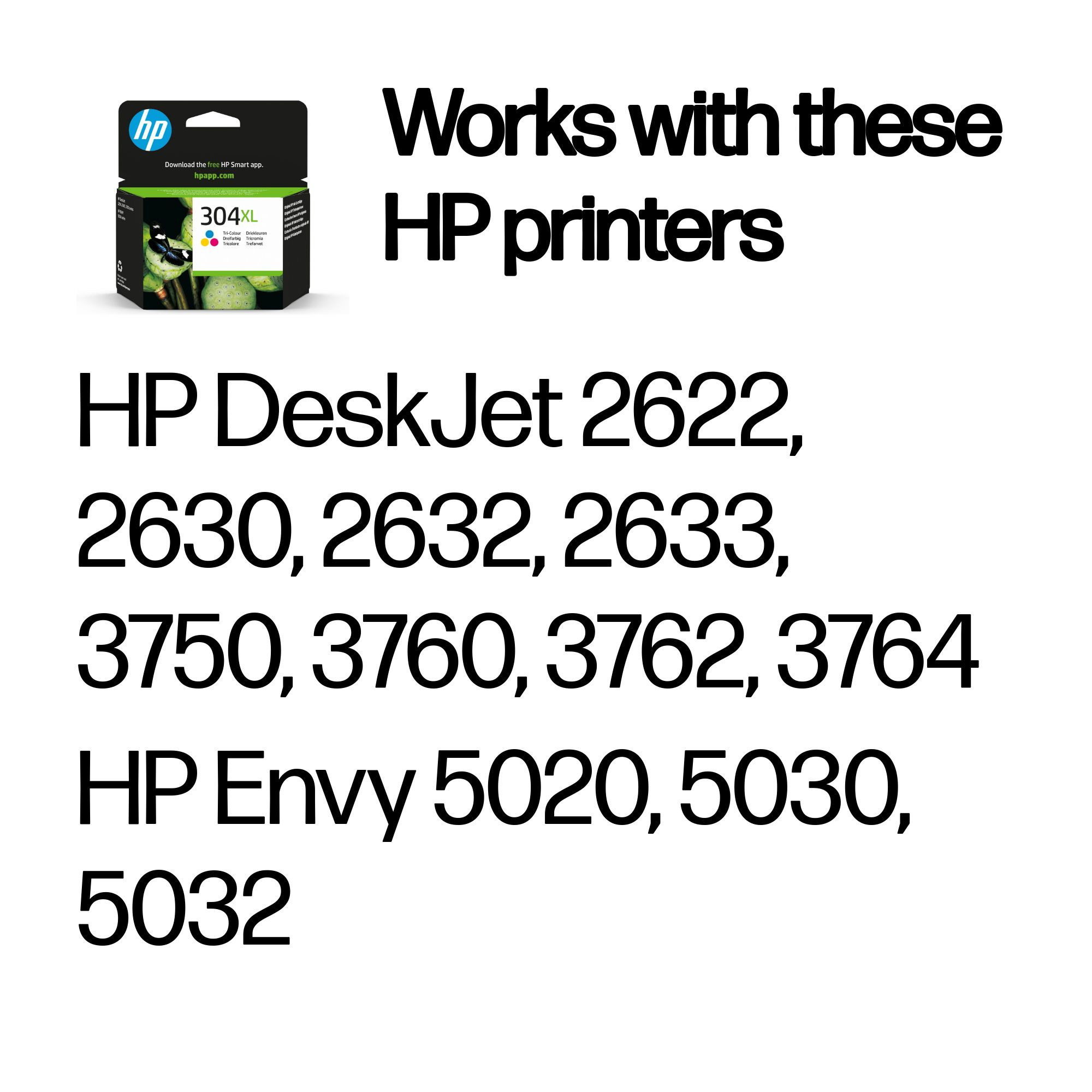 HP N9K07AE/304XL Printhead cartridge color high-capacity, 300 pages/5% 7ml for HP DeskJet 2620/3720
