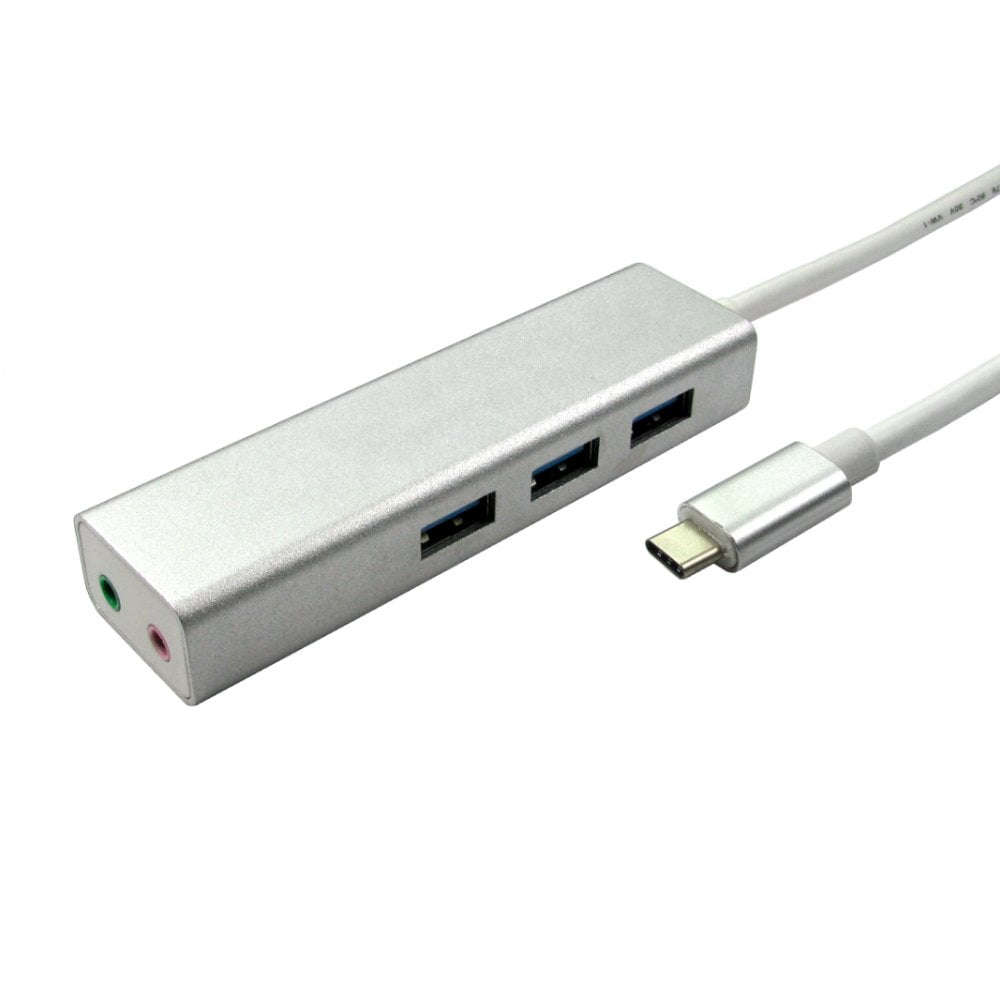 Cables Direct USB3C-3PHUB-AUD interface hub USB 3.2 Gen 1 (3.1 Gen 1) Type-C Aluminium