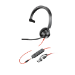POLY Headset Monoaural Blackwire 3315 com USB-C certificado para Microsoft Teams + Conector de 3,5 mm + Adaptador USB-C/A