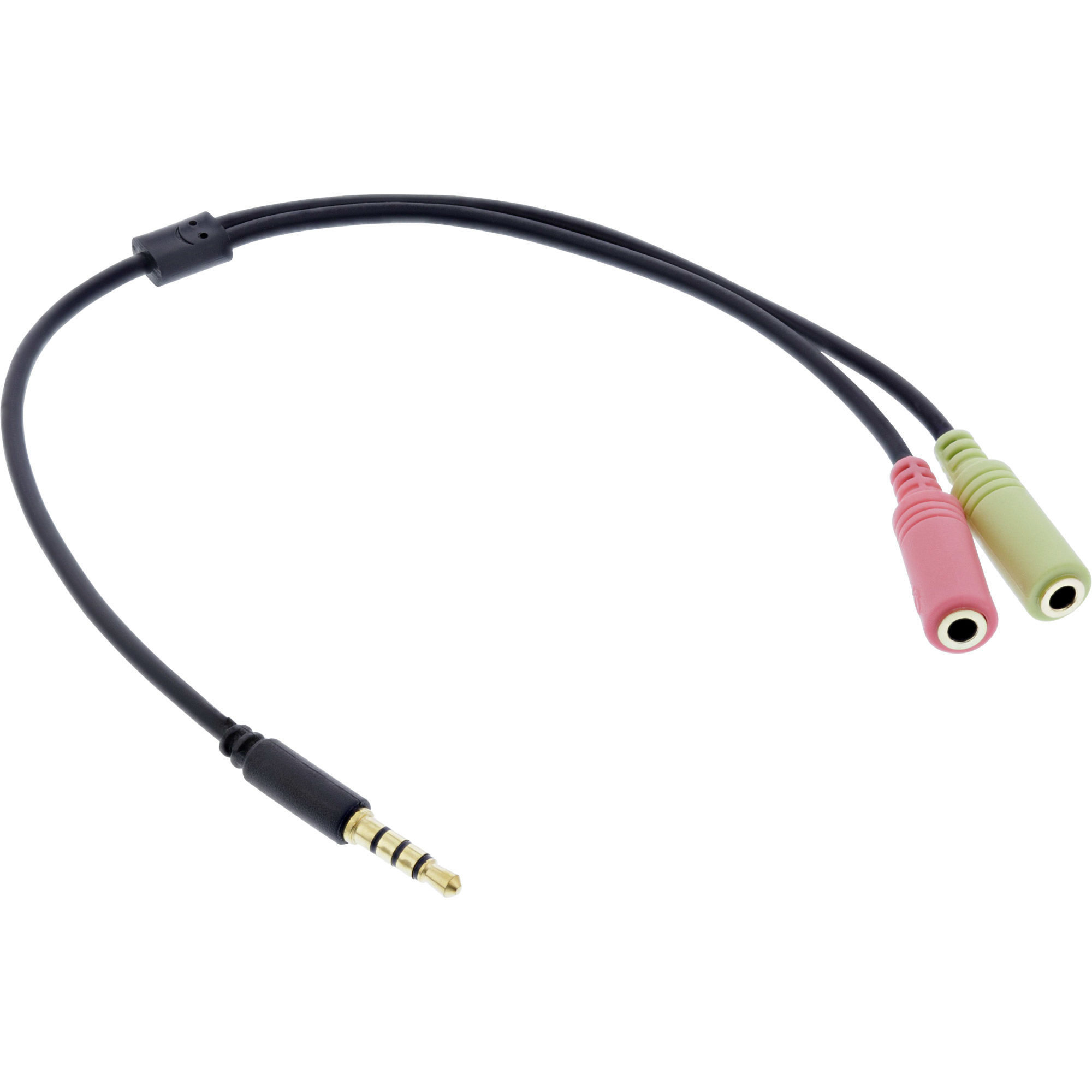 99302K INLINE INC Headset Adapterkabel - 3,5mm Stecker an 2x3,5mm Buchse - schwarz - 2m
