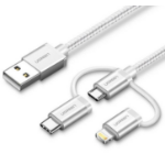 Ugreen 50203 USB cable 1.5 m USB 2.0 USB A USB C/micro-USB B/Lightning White