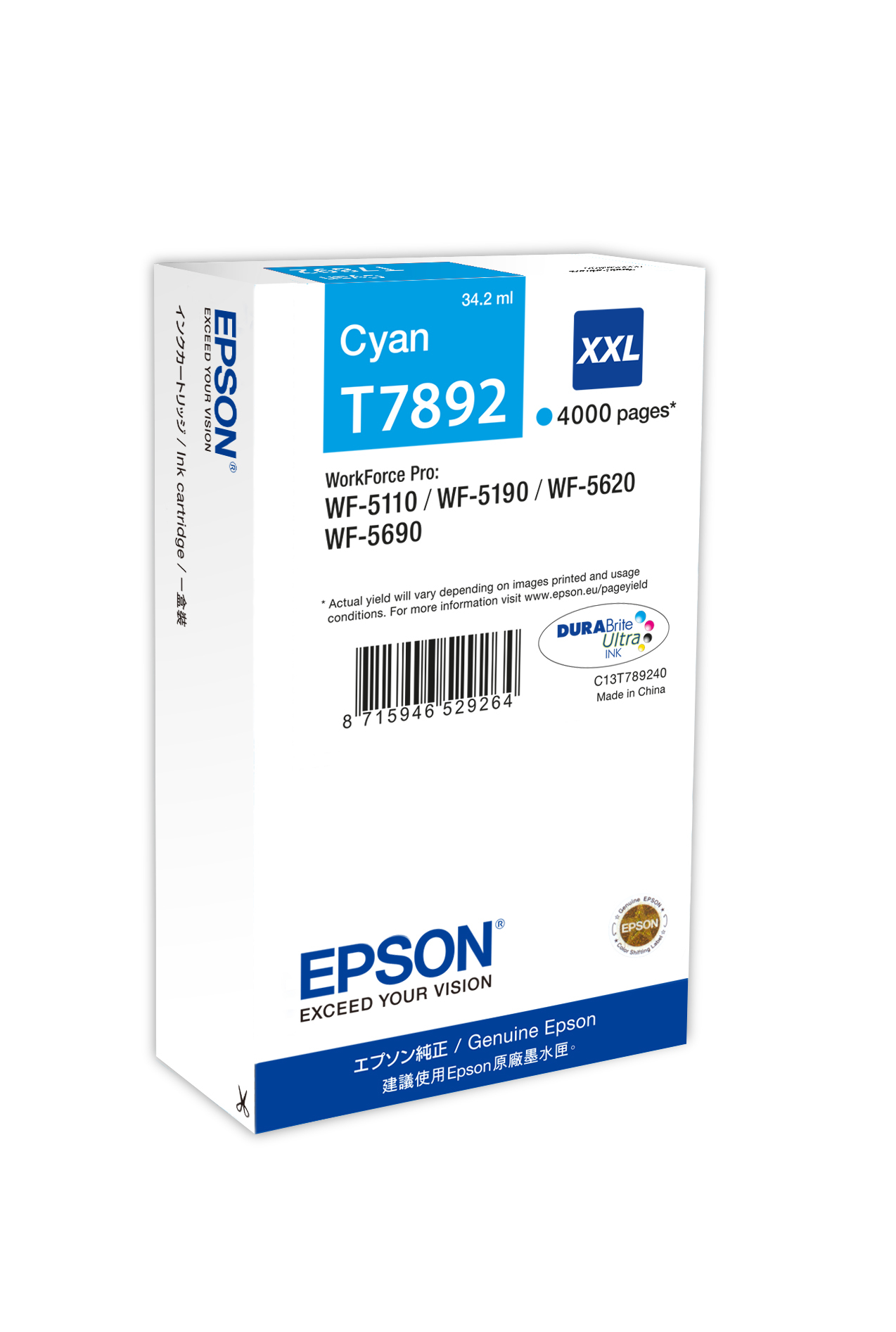 Image of Epson C13T789240/T7892XXL Ink cartridge cyan extra High-Capacity...