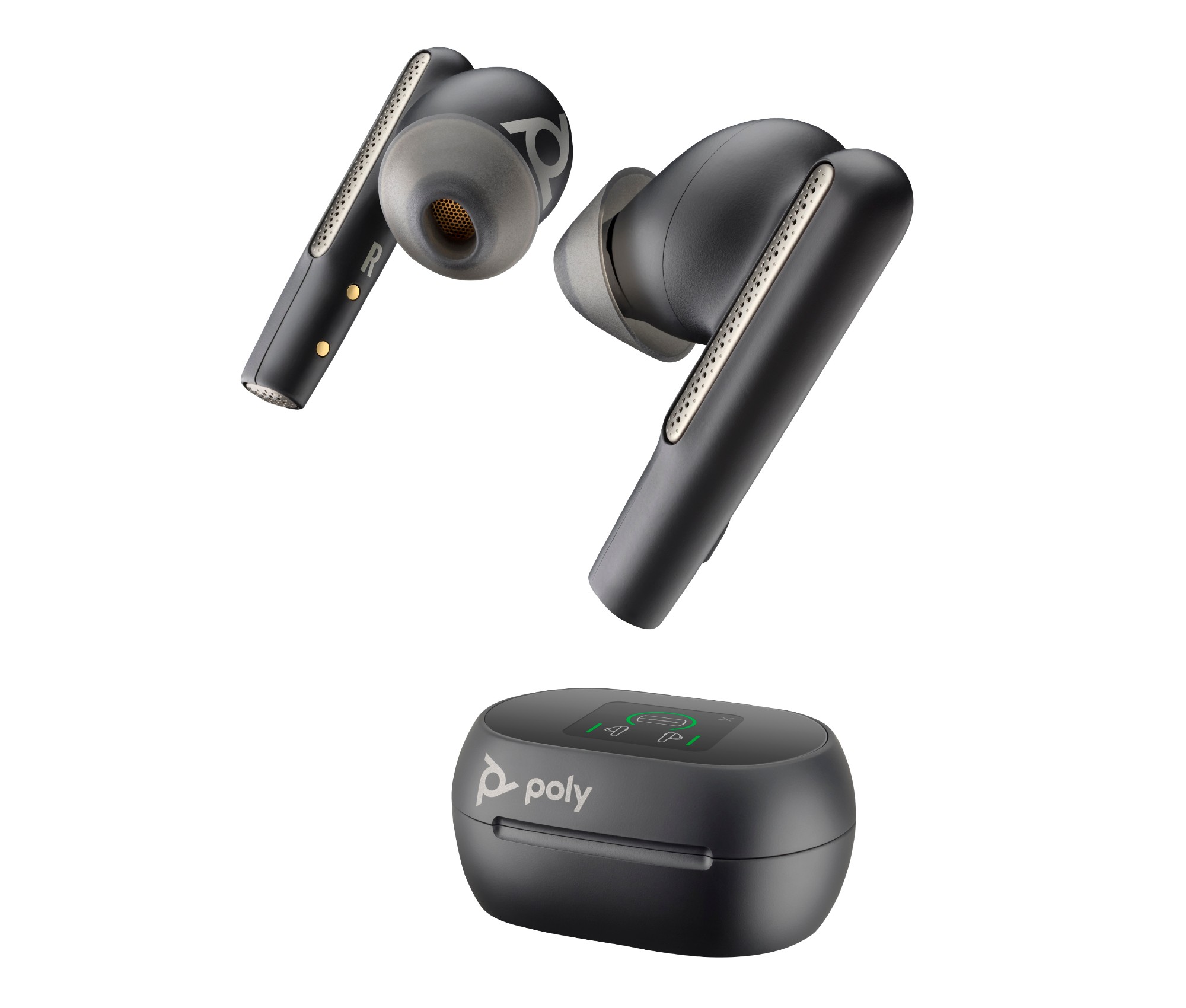 HP Poly Poly Voyager Free 60+ UC Carbon Black Earbuds +BT700 USB-C Adapter +Touchscreen Charge Case