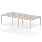 Dynamic Impulse Back-to-Back 4 Person Bench Desk W1600 x D1600 x H730mm With Cable Ports Grey Oak Finish Silver Frame - IB00161 DD